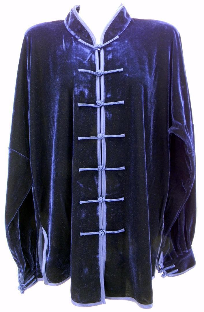 太極拳 ベロア調 太極服 上下 L サイズ 男女両用 藏青色【新品