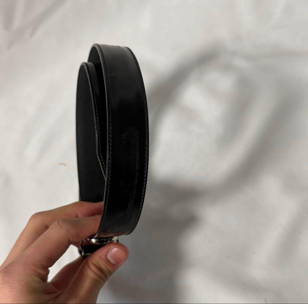 フェラガモ　ガンチーニ　レザー　ベルト　シルバーバックル　ブラック