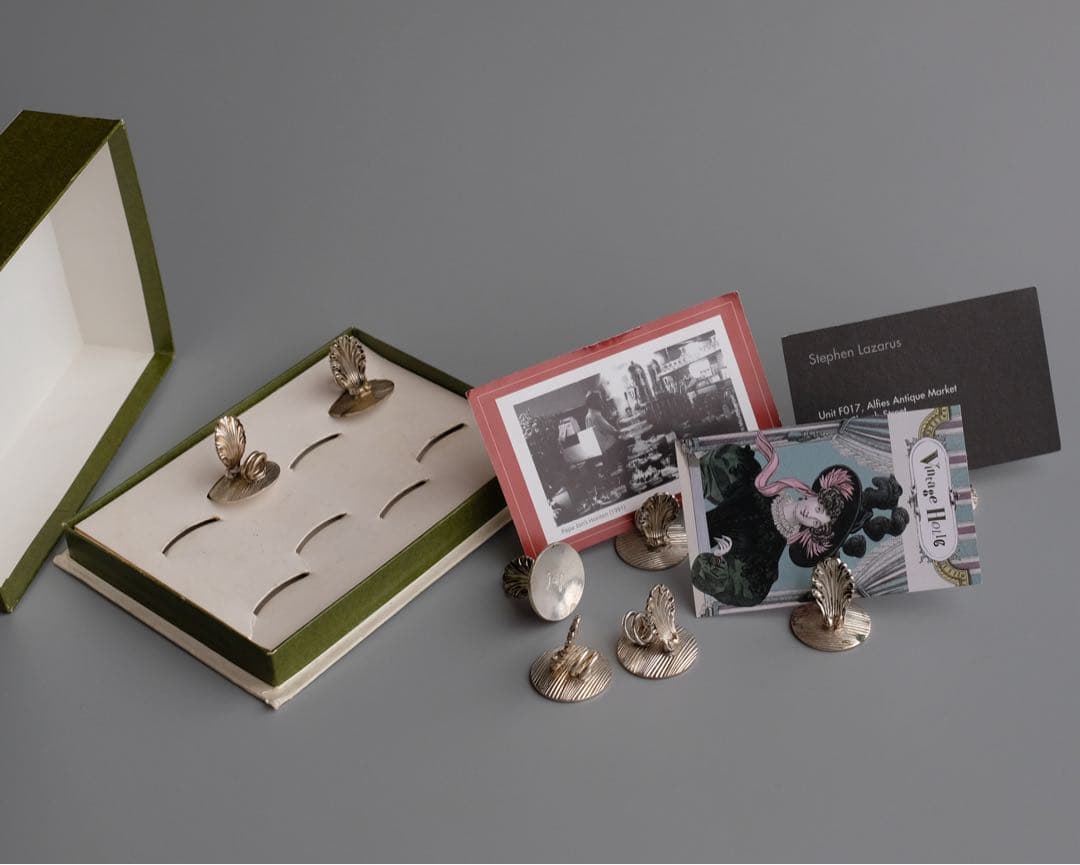 20世紀フランス製のChristofle銀メッキ席札クリップ