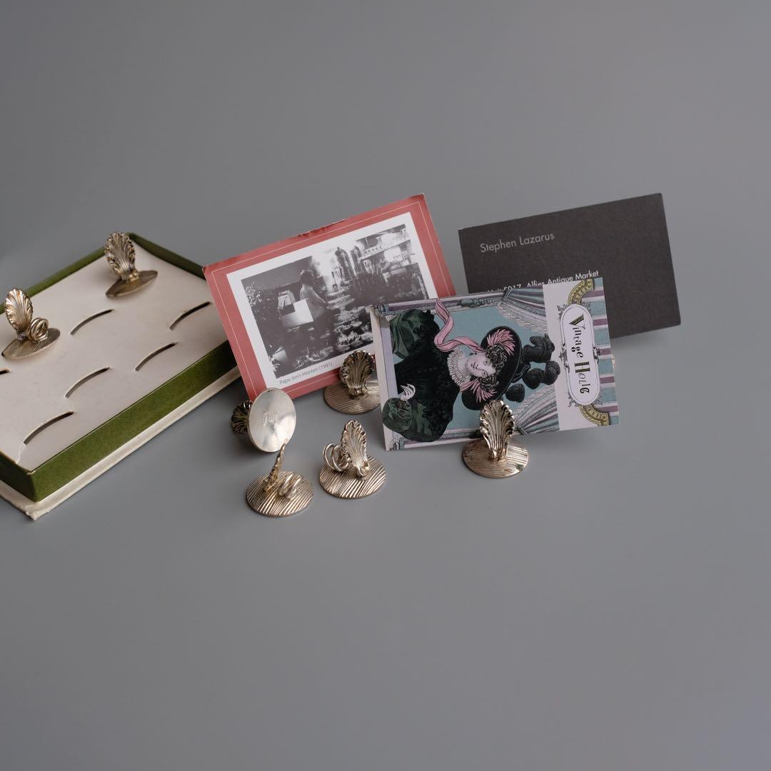 20世紀フランス製のChristofle銀メッキ席札クリップ