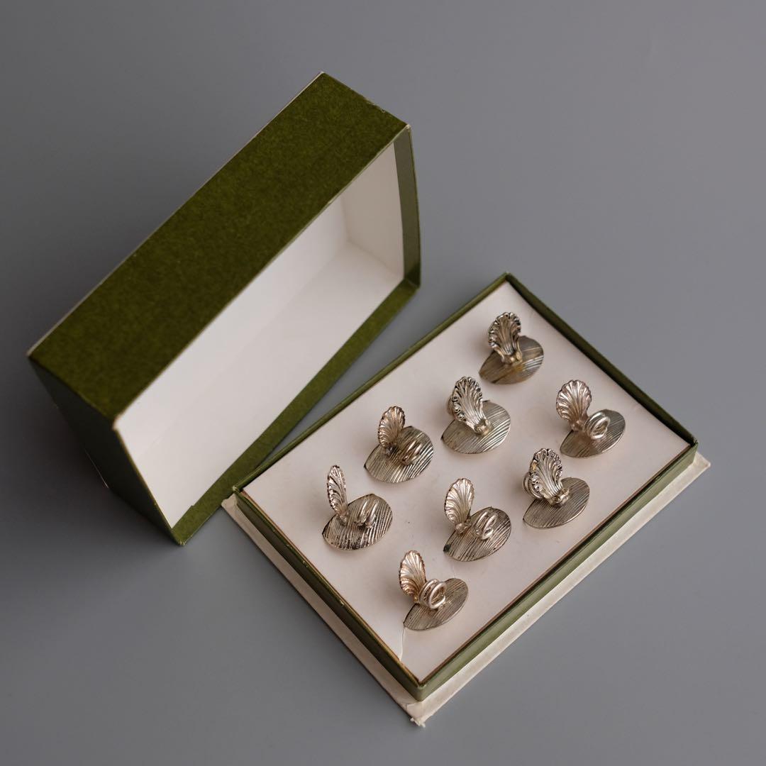 20世紀フランス製のChristofle銀メッキ席札クリップ