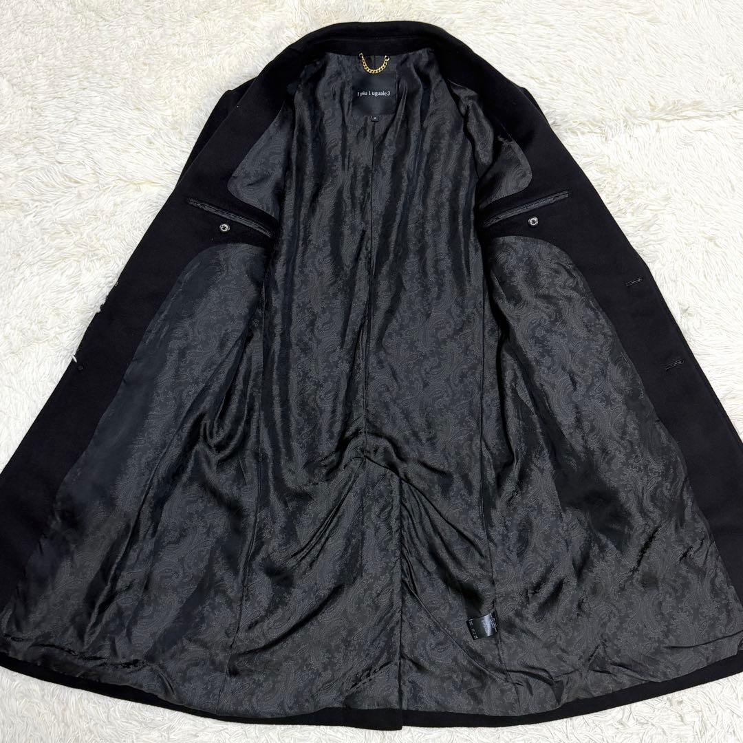 【極美品】ウノピュウノウグァーレトレ チェスターコート カシミヤ ペイズリー 黒