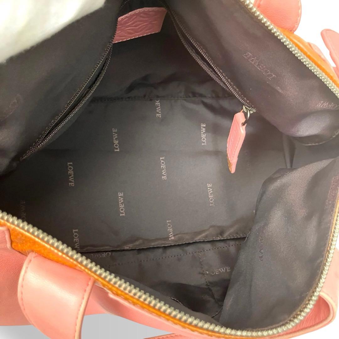 LOEWE ロエベ ミニボストンバッグ シープスキン ピンク アナグラム