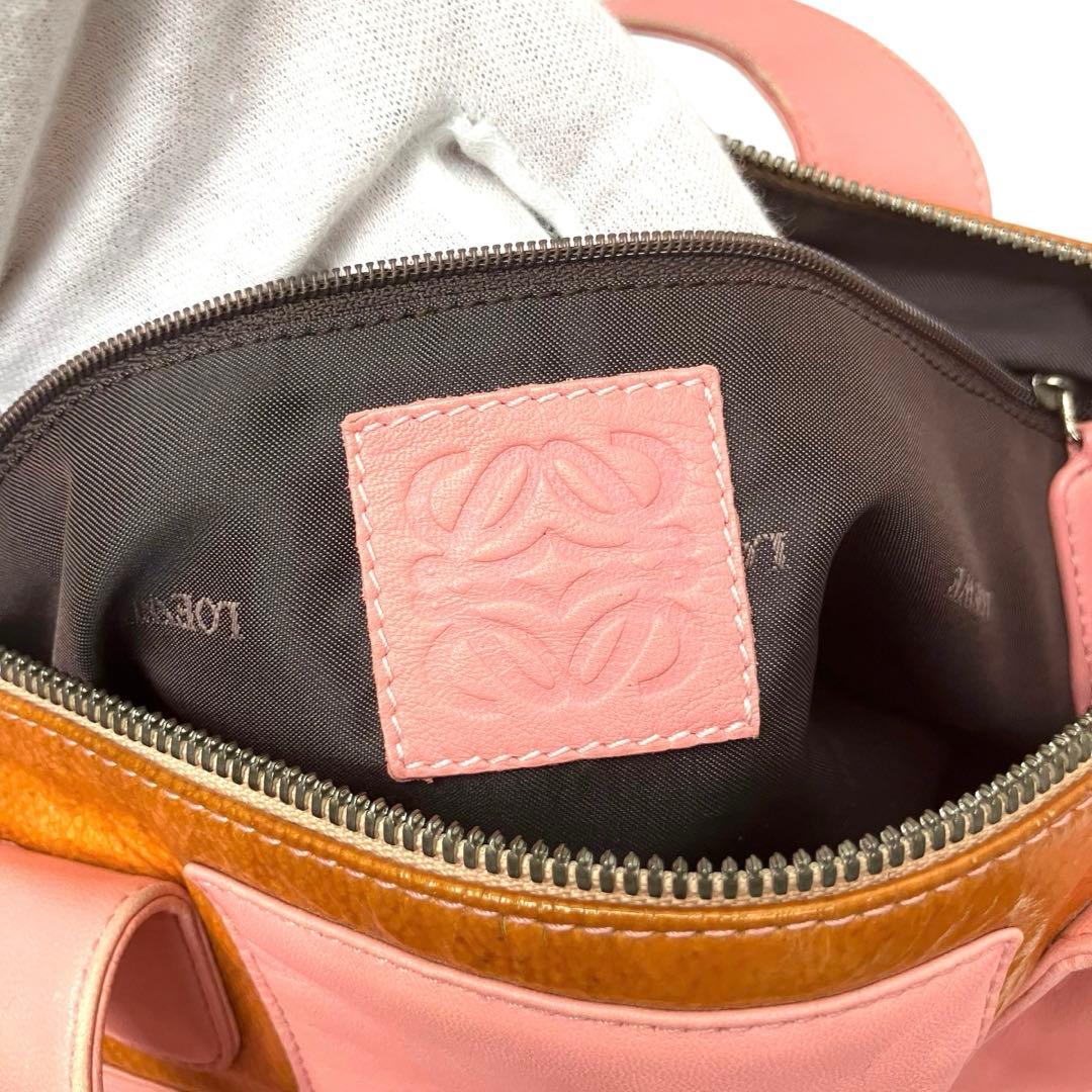 LOEWE ロエベ ミニボストンバッグ シープスキン ピンク アナグラム