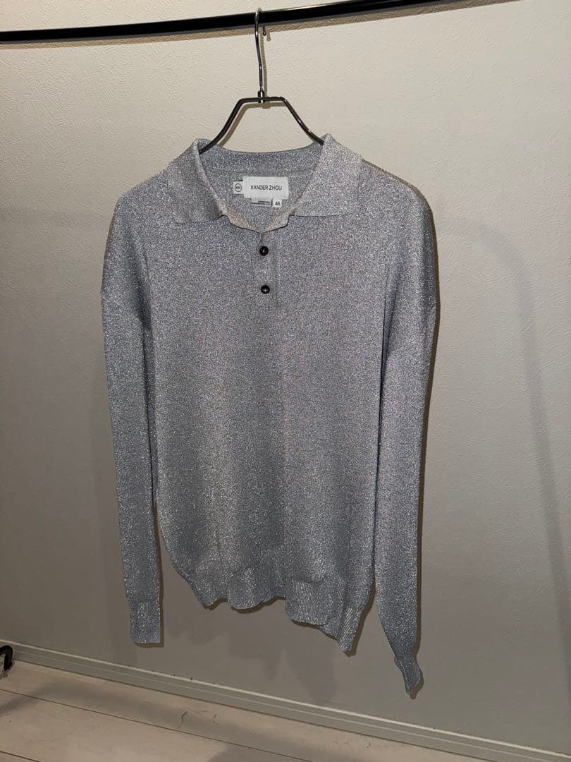 XANDER ZHOU グレー ニットポロシャツ