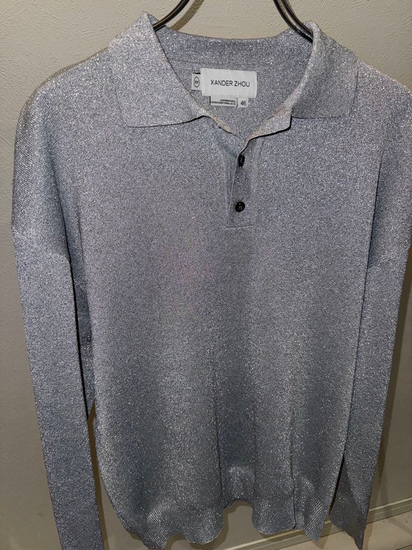 XANDER ZHOU グレー ニットポロシャツ