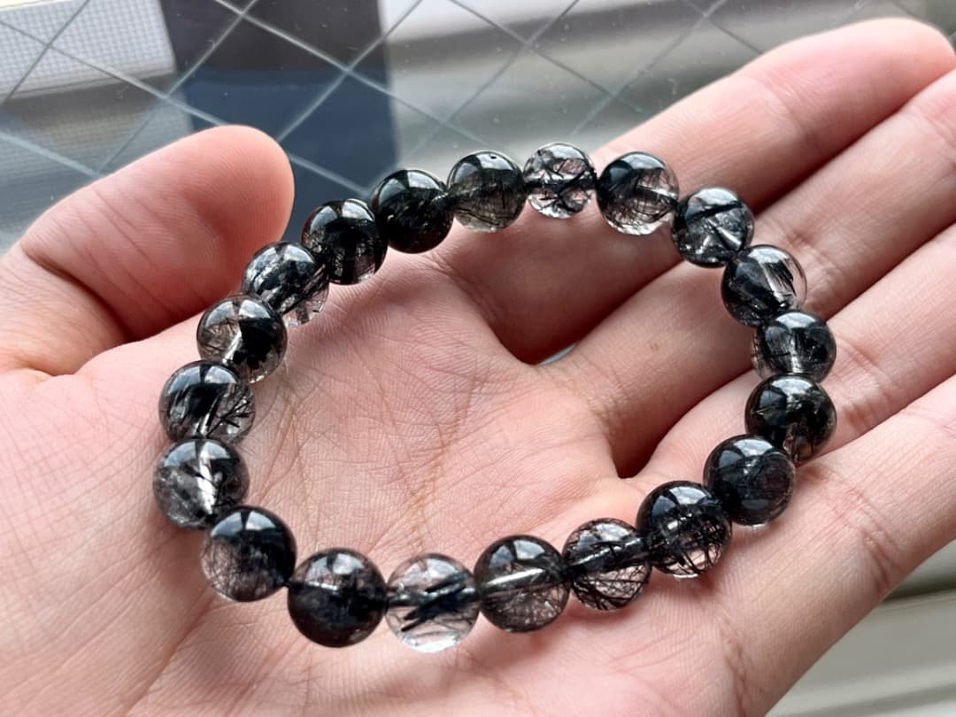 最終値下げ‼️【鑑別書付】ブラックトルマリンインクォーツ 9.5mm ブレスレット