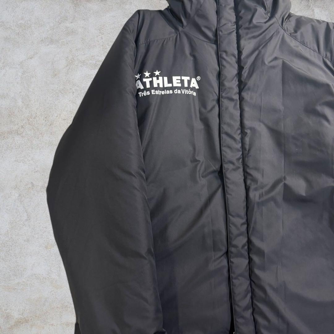 【美品】ATHLETA ベンチコート 中綿ロング サッカー 黒 L アスレタ