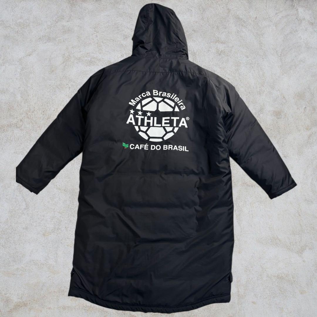 【美品】ATHLETA ベンチコート 中綿ロング サッカー 黒 L アスレタ