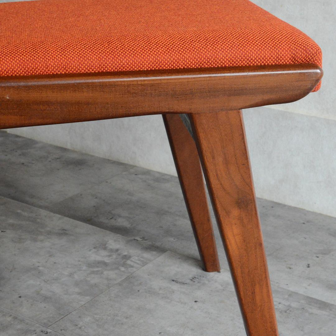 イギリス ヴィンテージ チーク ダイニングチェア オレンジ 北欧家具 04