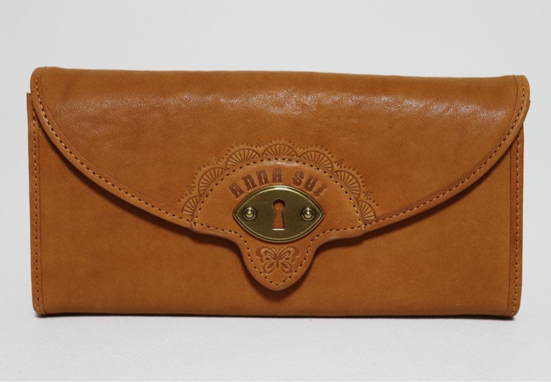 《アナスイ》新品 【キーホール】ポケット多数 レザー かぶせ式ギャルソン長財布