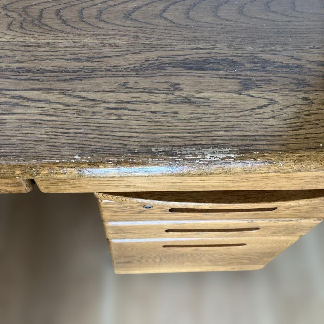 ①浜本工藝　木製学習机 引き出し2個 2点セットの机のみ