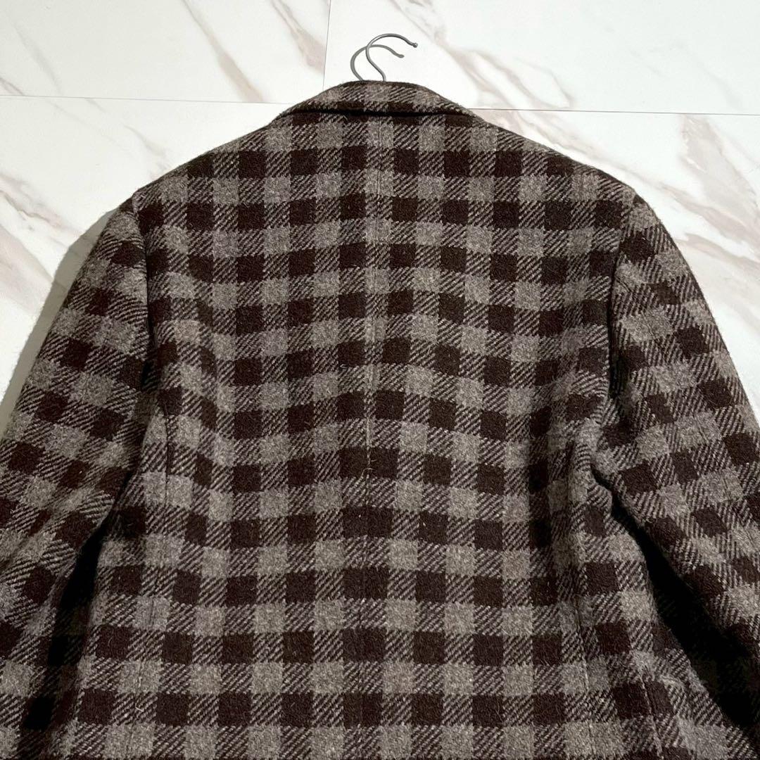 極美品 ラルディーニ チェスターコート ブートニエール チェック柄 【80】