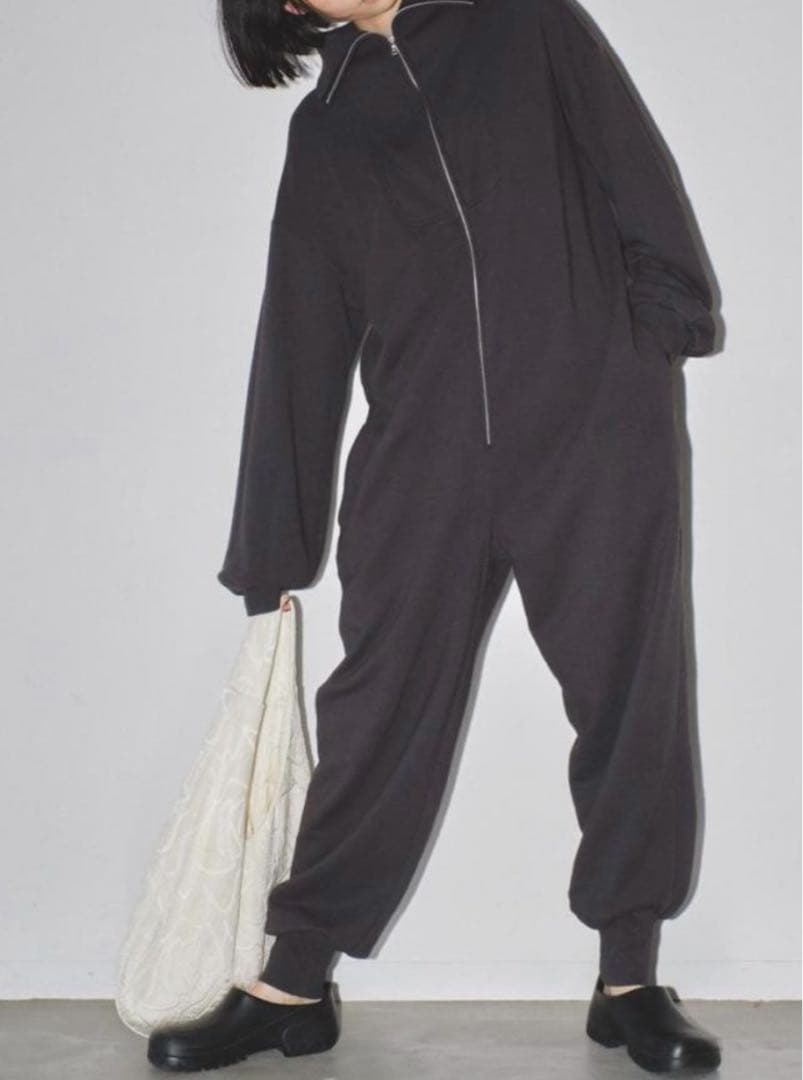 トゥデイフル スウェットジップコンビネゾン　38 チャコールグレー