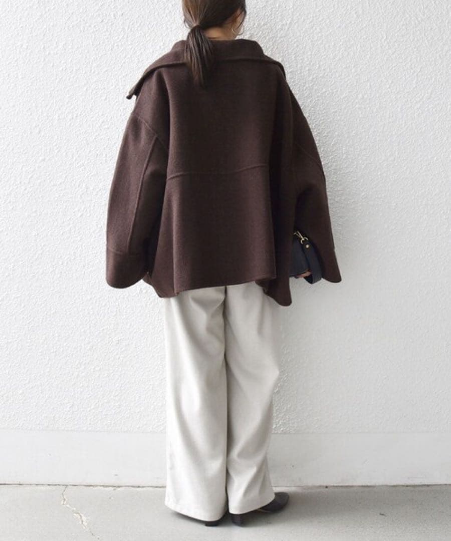 ★美品★SHIPS any【シップスエニィ】リバースタンドカラー ポンチョコート