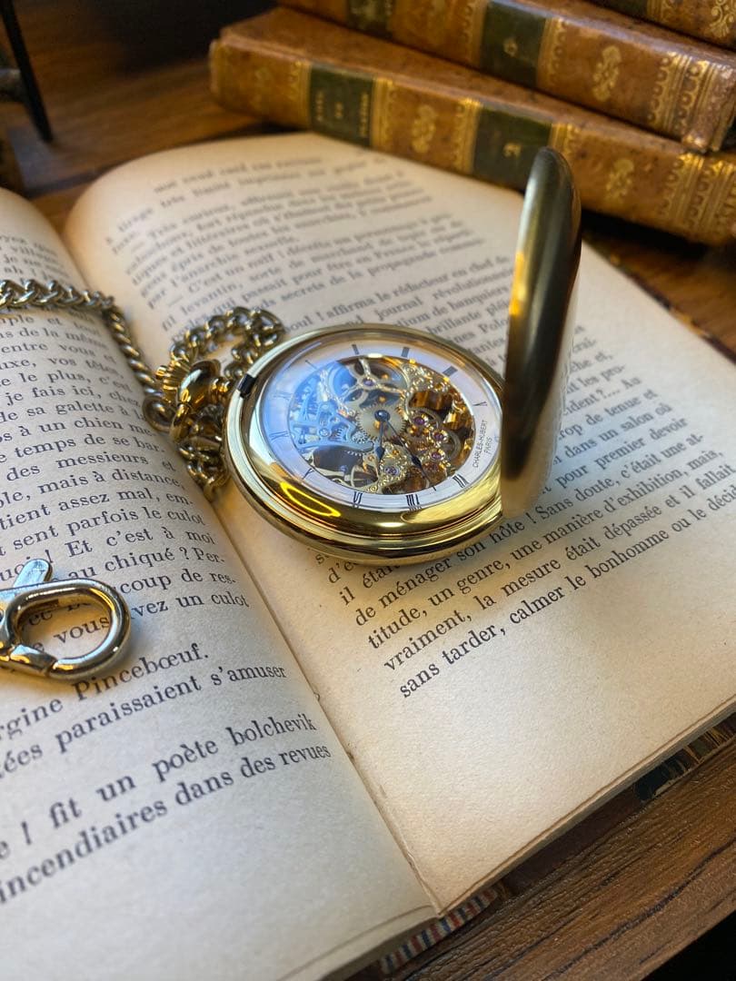 チャールズヒューバート ゴールド 懐中時計 金属製チェーン