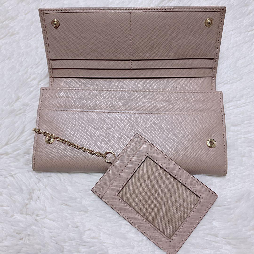 ♡極美品♡PRADA プラダ 三角ロゴ サフィアーノ ピンクベージュ パスケース