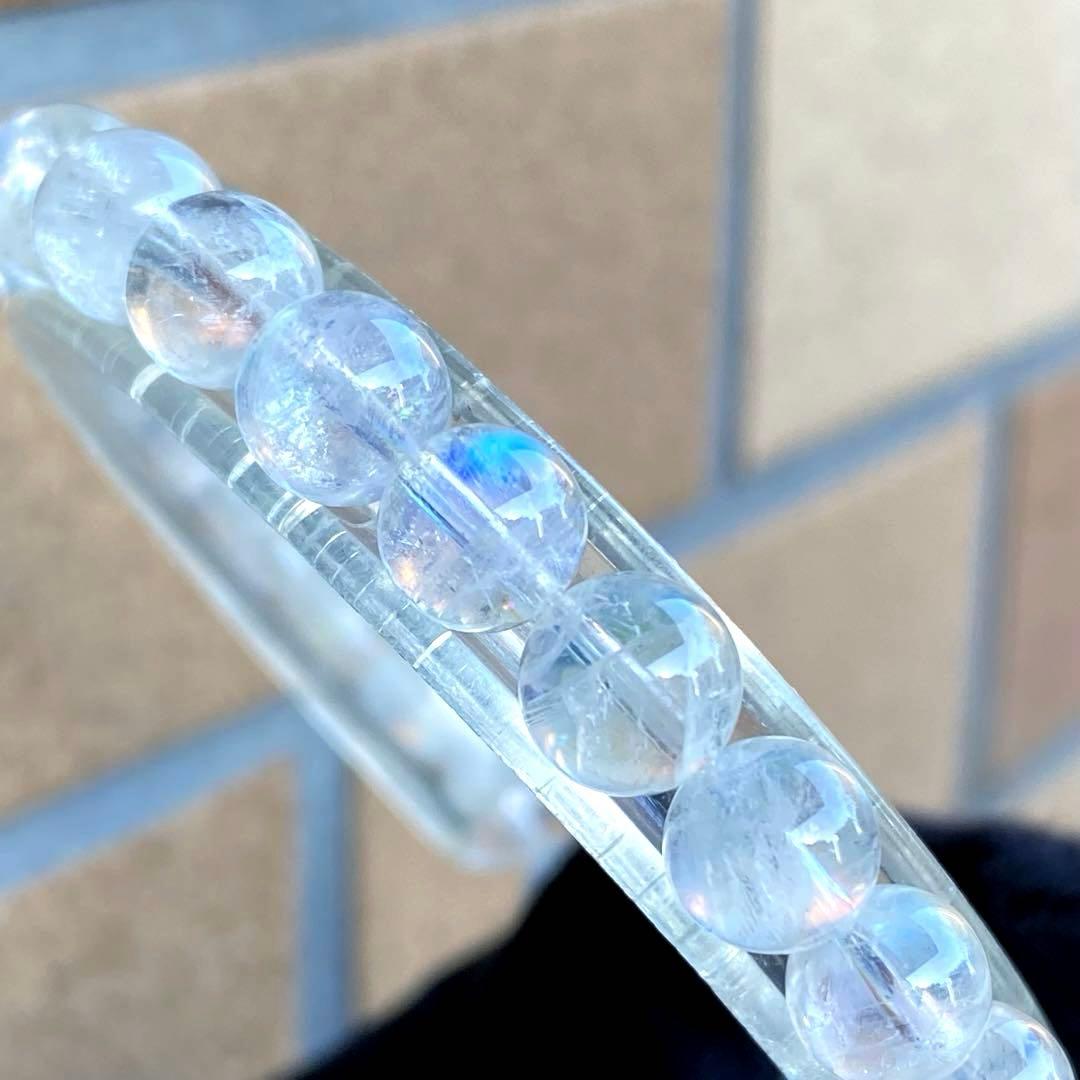 発色良好❣️マダガスカル産レインボームーンストーン7.3-7.4mmブレスレット