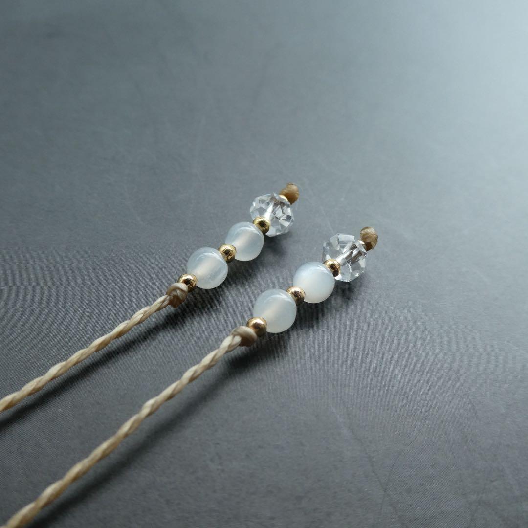 レインボームーンストーン・オパールのマクラメネックレス