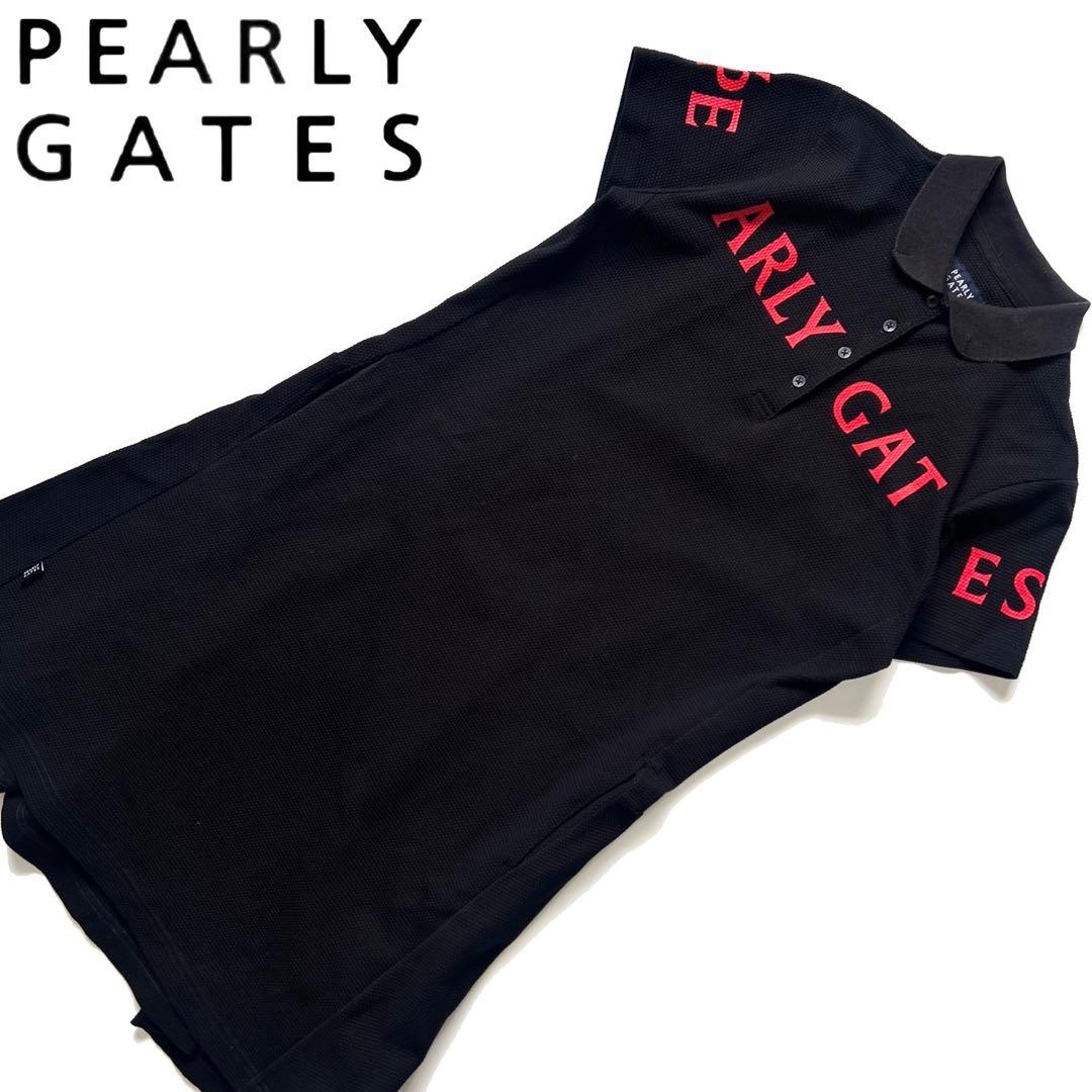 パーリーゲイツ　半袖ワンピース　Aライン　フリル　スカート　メゾンロゴ　2 L