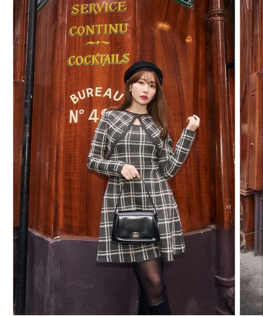 ワンピース herlipto Pantheon Checked Knit Dress