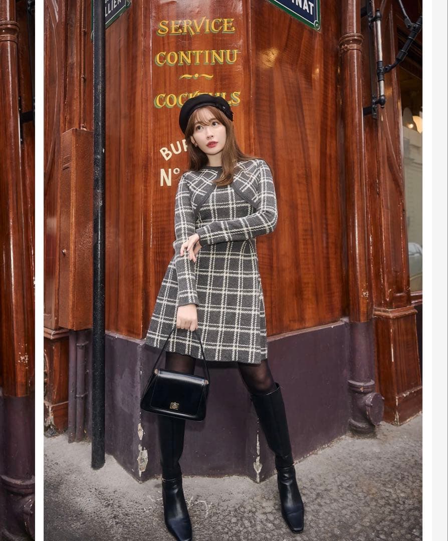 ワンピース herlipto Pantheon Checked Knit Dress