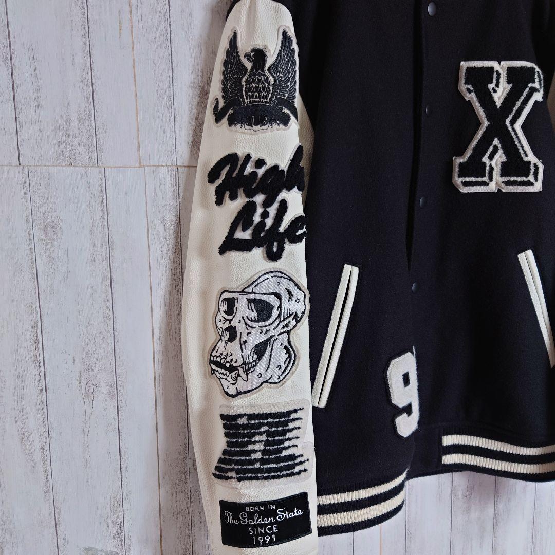 【希少デザイン】エクストララージ☆アームレザー切替 　豪華ワッペン 　スタジャン