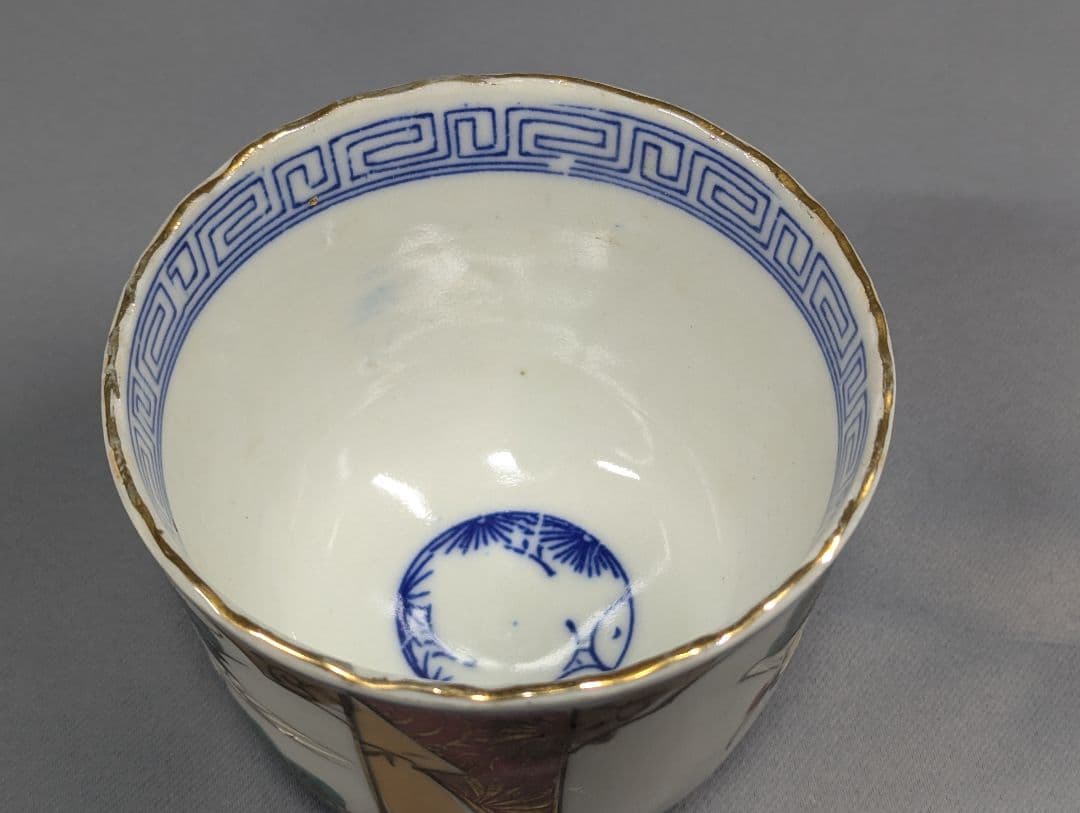 m.mamaさま専用 色絵松鶴図向付蕎麦猪口3客 染付