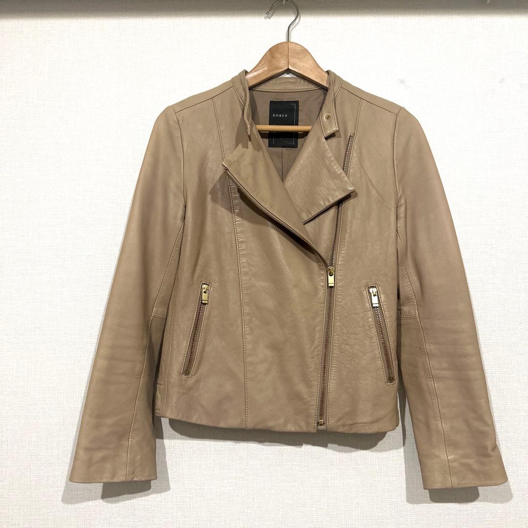 NOBLE ベージュ シングルライダースジャケット
