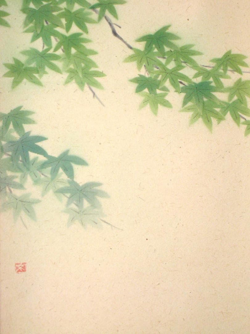 【真筆】茶掛　青楓の図 添翠色◆大徳寺派 芳徳禅寺 柳生紹尚 共箱・タトウ箱付