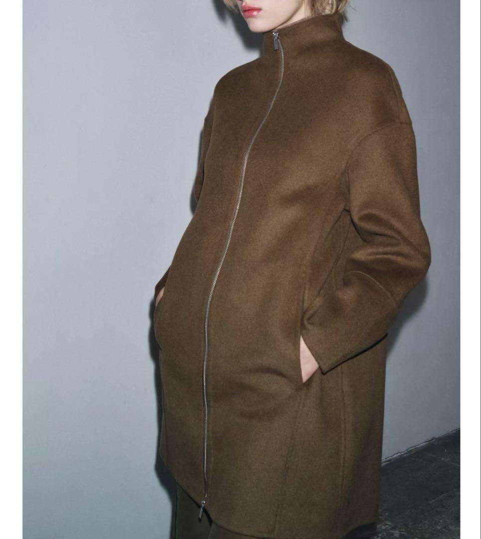 新品 ZW COLLECTION ケープディテールウールコート M カーキ - メルカリ