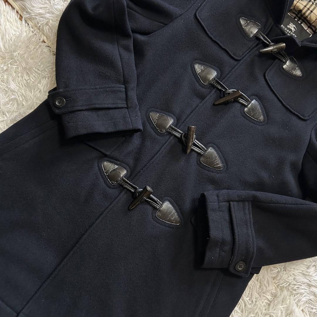 カシミヤ バーバリーブラックレーベル ダッフルコート ネイビー ノバ