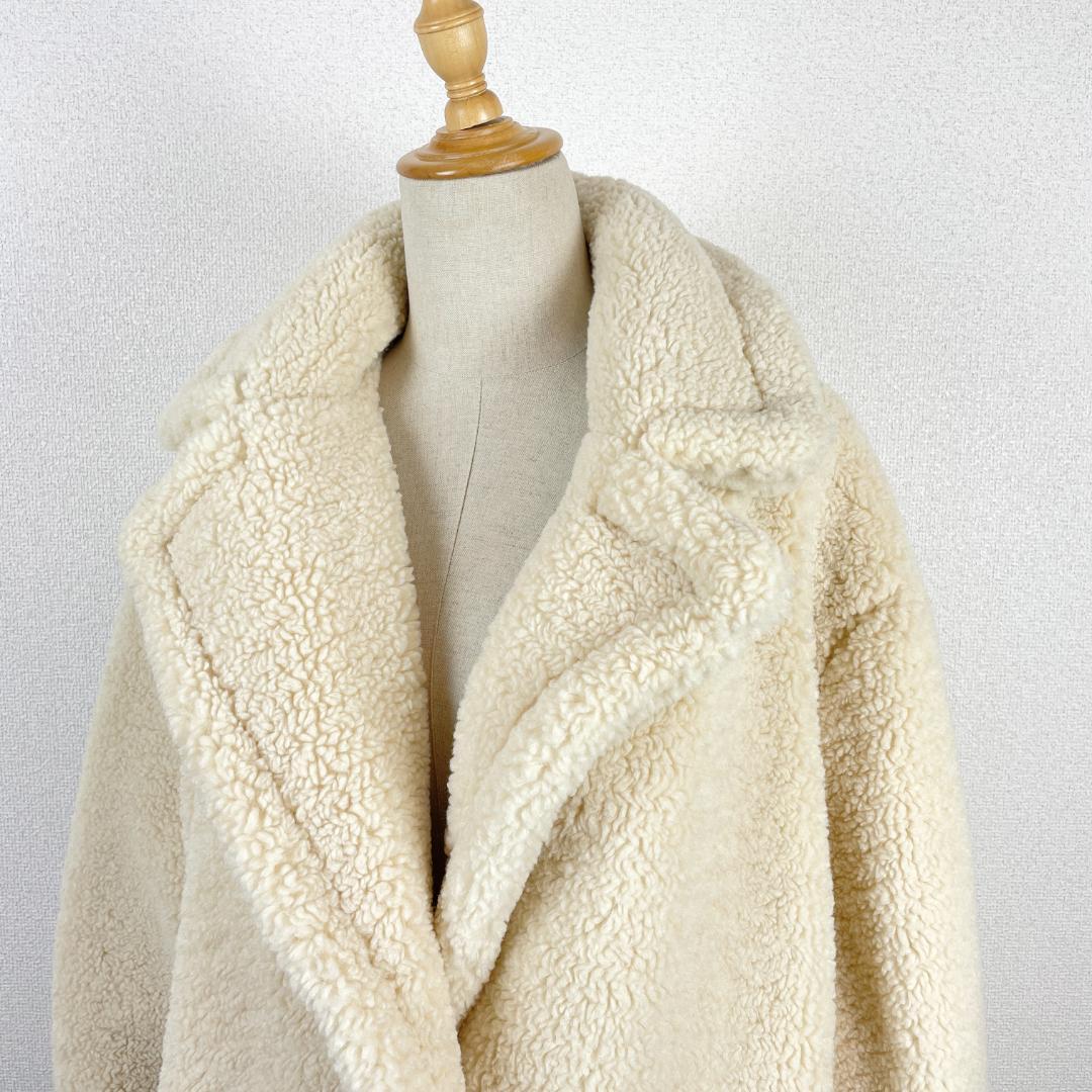 /mm様ZARAアイボリー ボア ロングコート テディベア