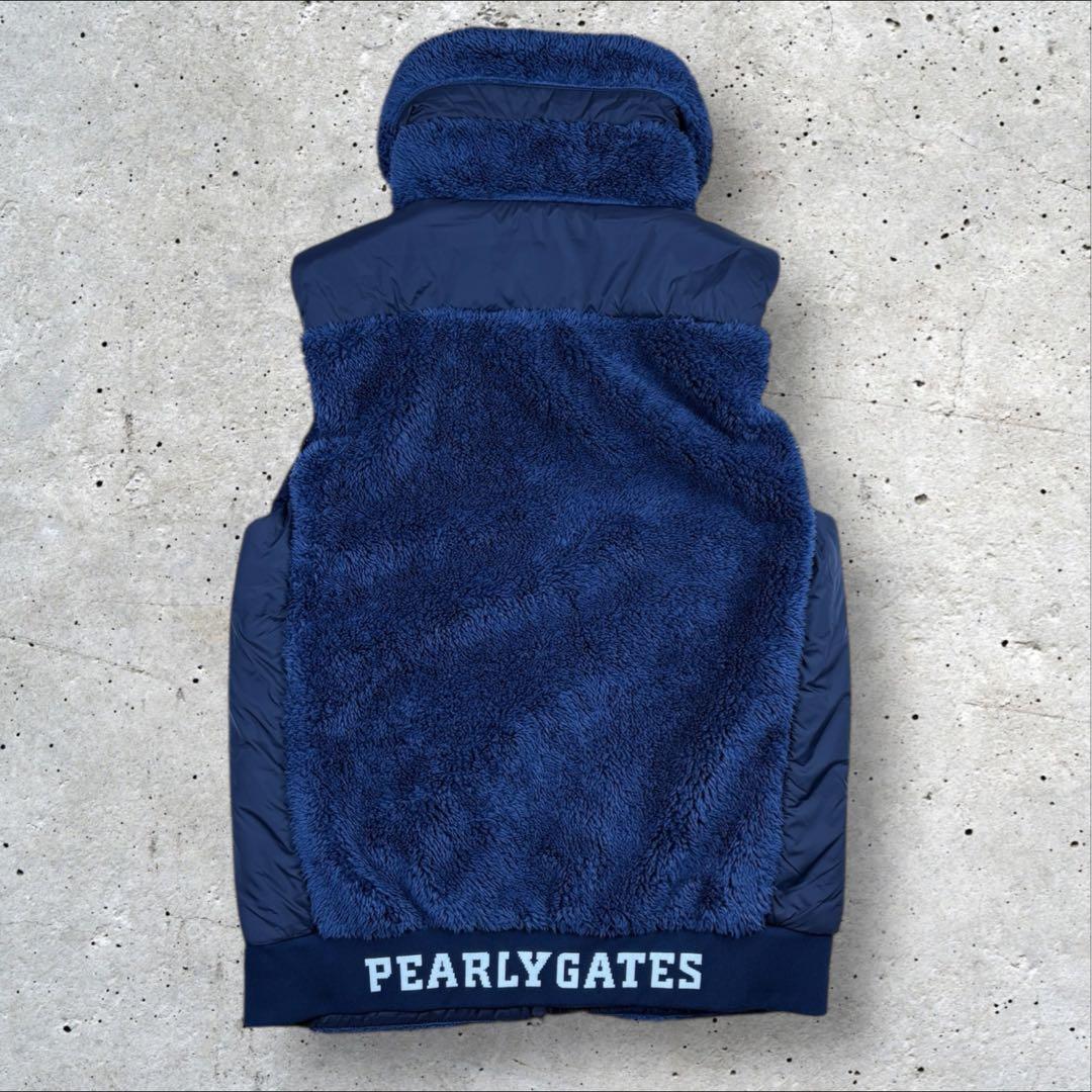 美品 PEARLY GATES パーリーゲイツゴルフ ボア ベスト フリース 紺