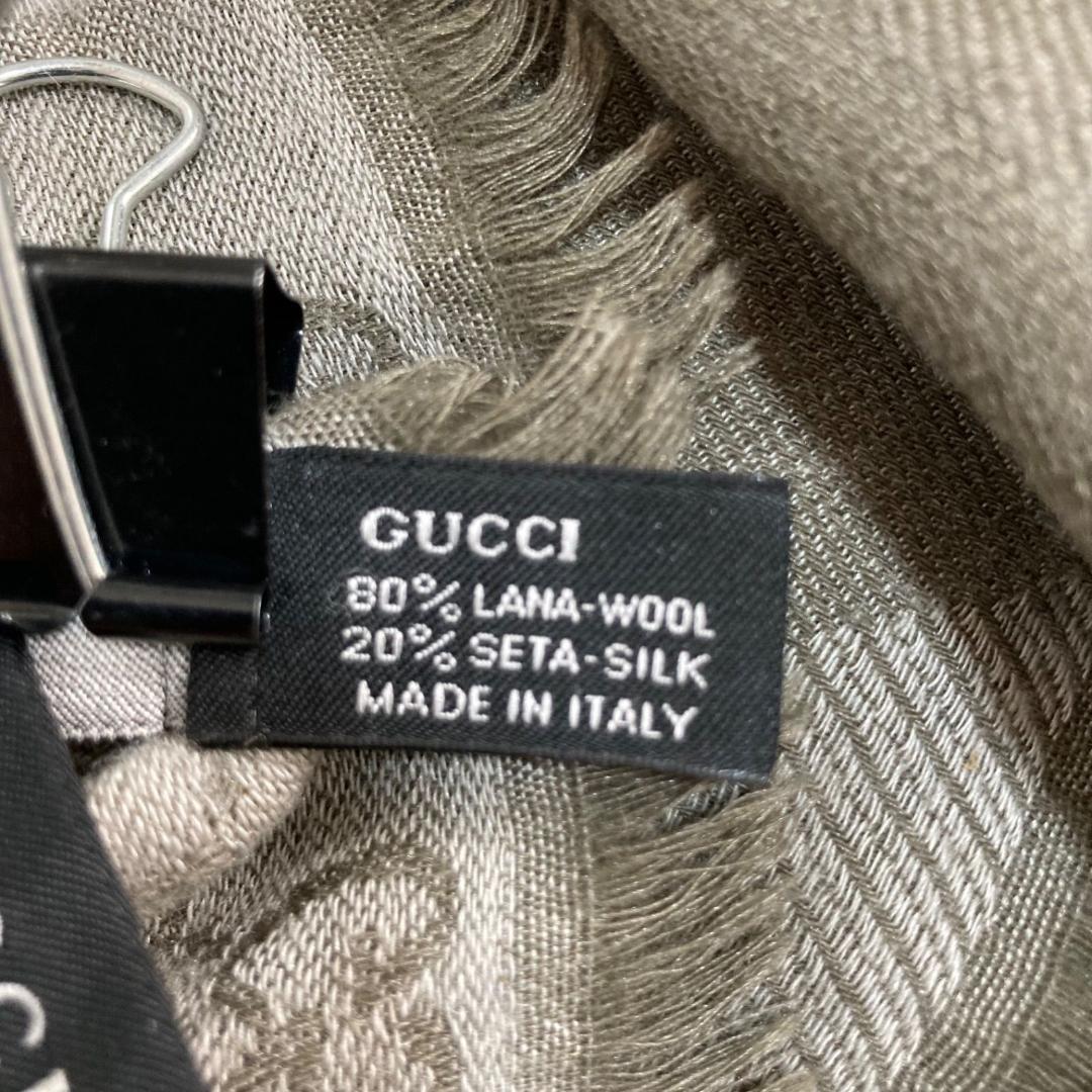 15794✨グッチ 大判ストール ウール シルク スカーフ/ウール グレー