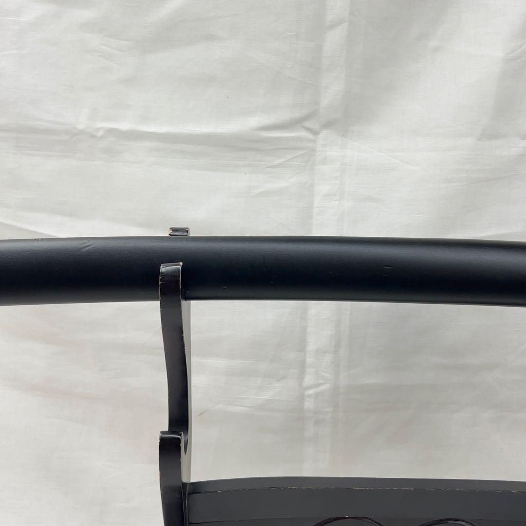 模造刀】太刀 樋入り 鶴鍔 透かし 全長97.0センチ 黒鞘 互の目