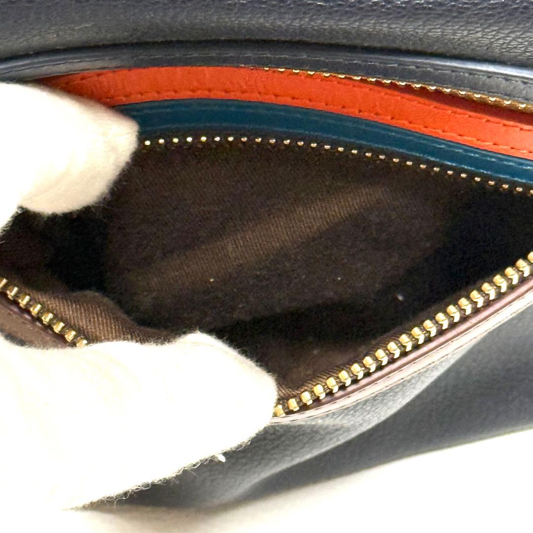 ポールスミス ボディバッグ シグネチャーストライプ レザー ネイビー