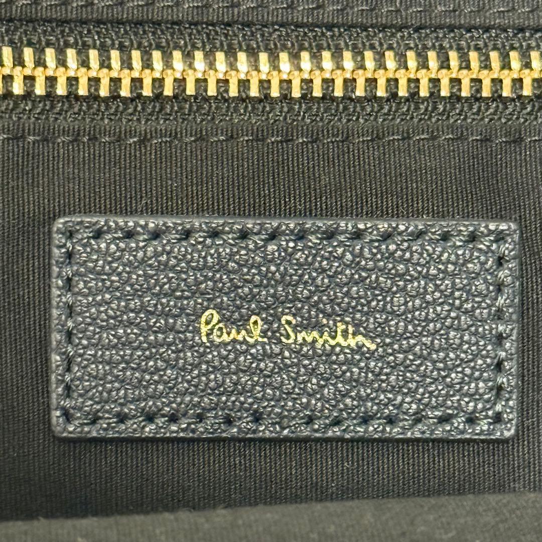ポールスミス ボディバッグ シグネチャーストライプ レザー ネイビー