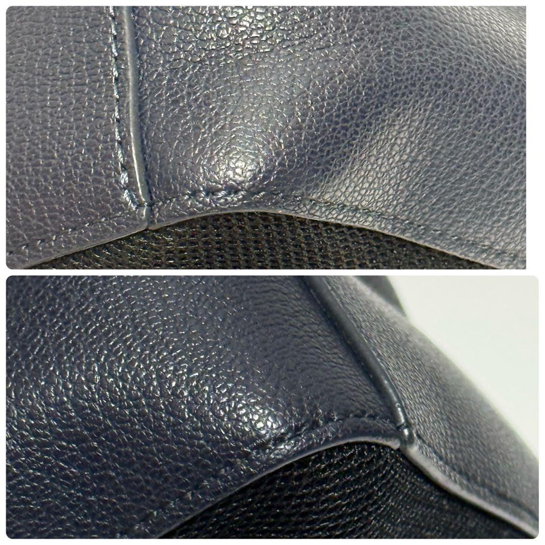 ポールスミス ボディバッグ シグネチャーストライプ レザー ネイビー