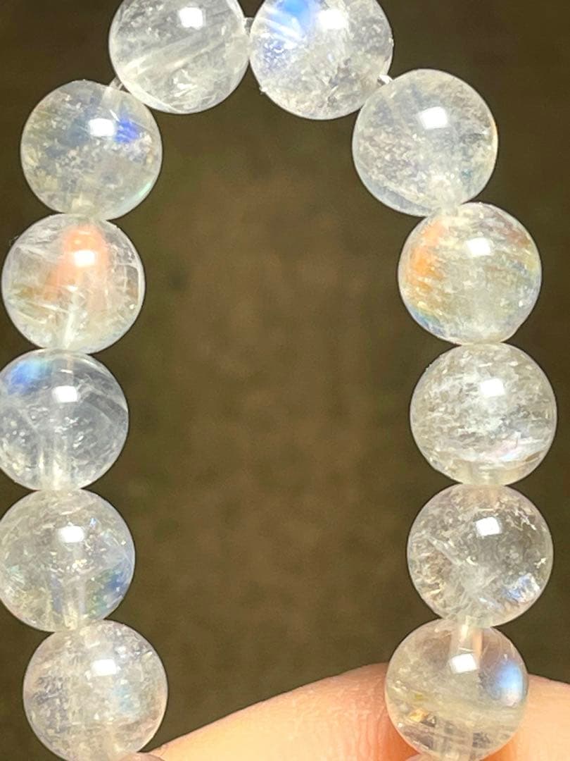 【新入荷】　レインボームーンストーン7㎜ブレス（新品）マダガスカル産虹色シラー②