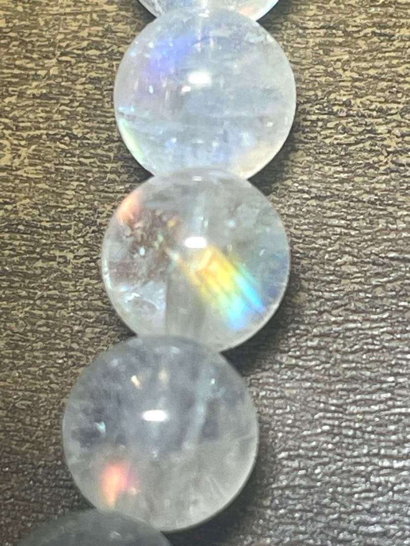 【新入荷】　レインボームーンストーン7㎜ブレス（新品）マダガスカル産虹色シラー②