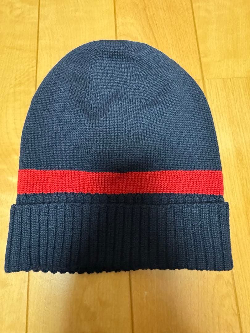 GUCCI ネイビー レッド ニット帽