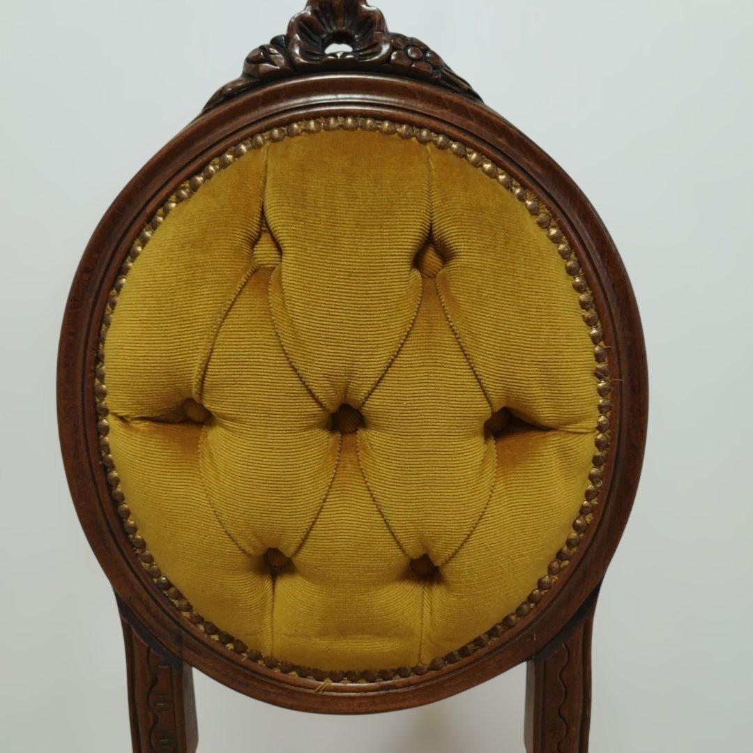 【引き取り歓迎】アンティーク調 ダイニングチェア 椅子 マスタード 猫足