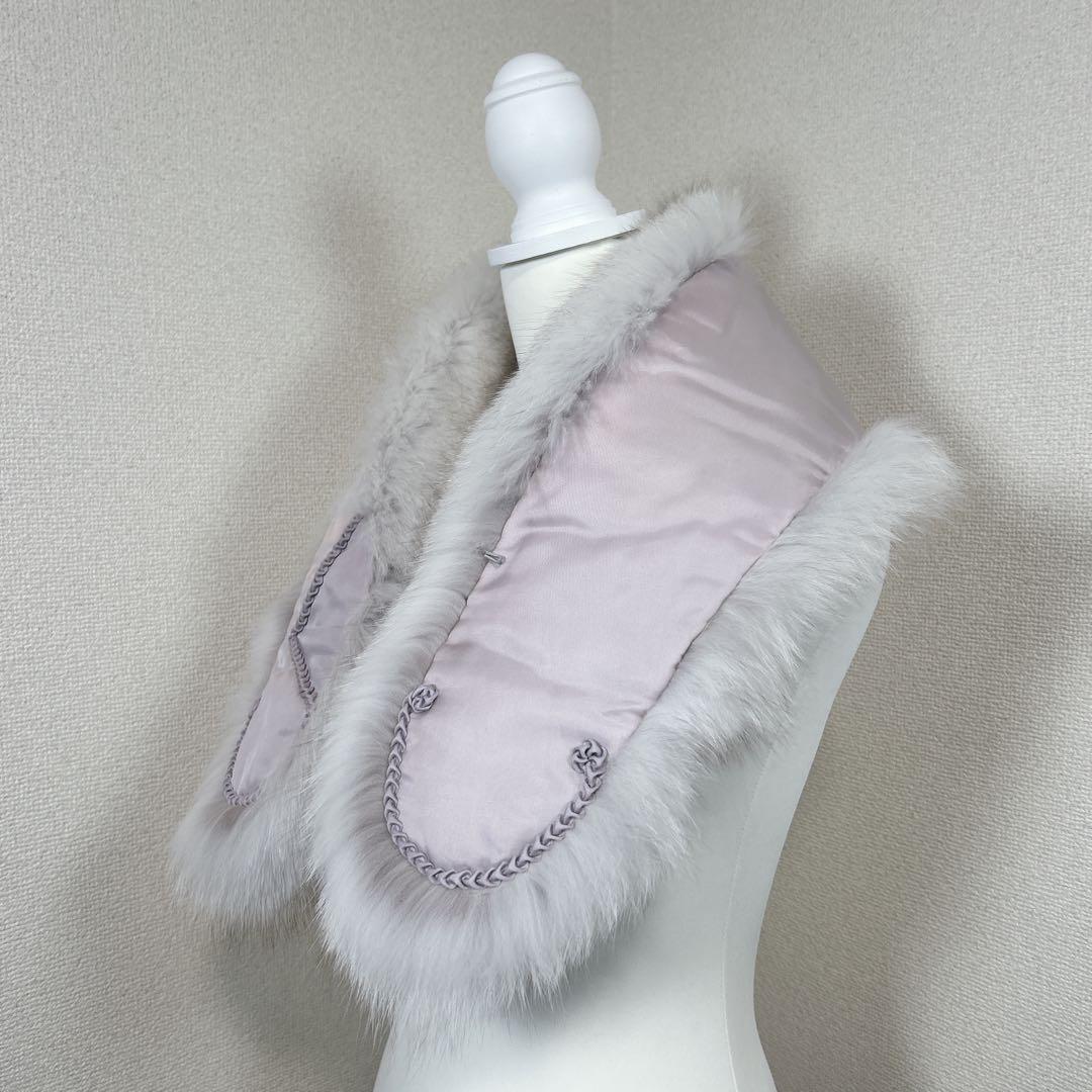 未使用級　サガフォックス　銀サガ　本毛皮　フォックス　ショール　マフラー　成人式