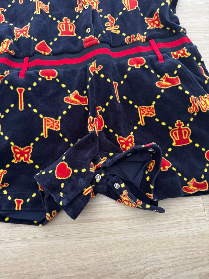 マークアンドロナ　ベルベットつなぎ　ベロアオールインワン　ゴルフウエア　ネイビー