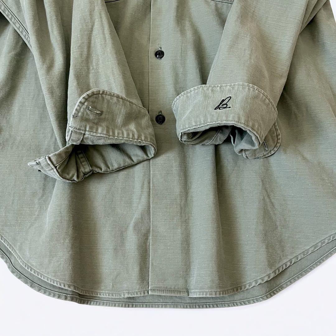 極美品 希少サイズ(2)マディソンブルー バックサテンハンプトンシャツ カーキ