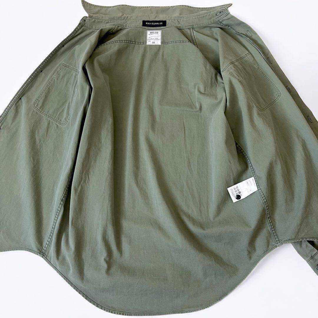 極美品 希少サイズ(2)マディソンブルー バックサテンハンプトンシャツ カーキ