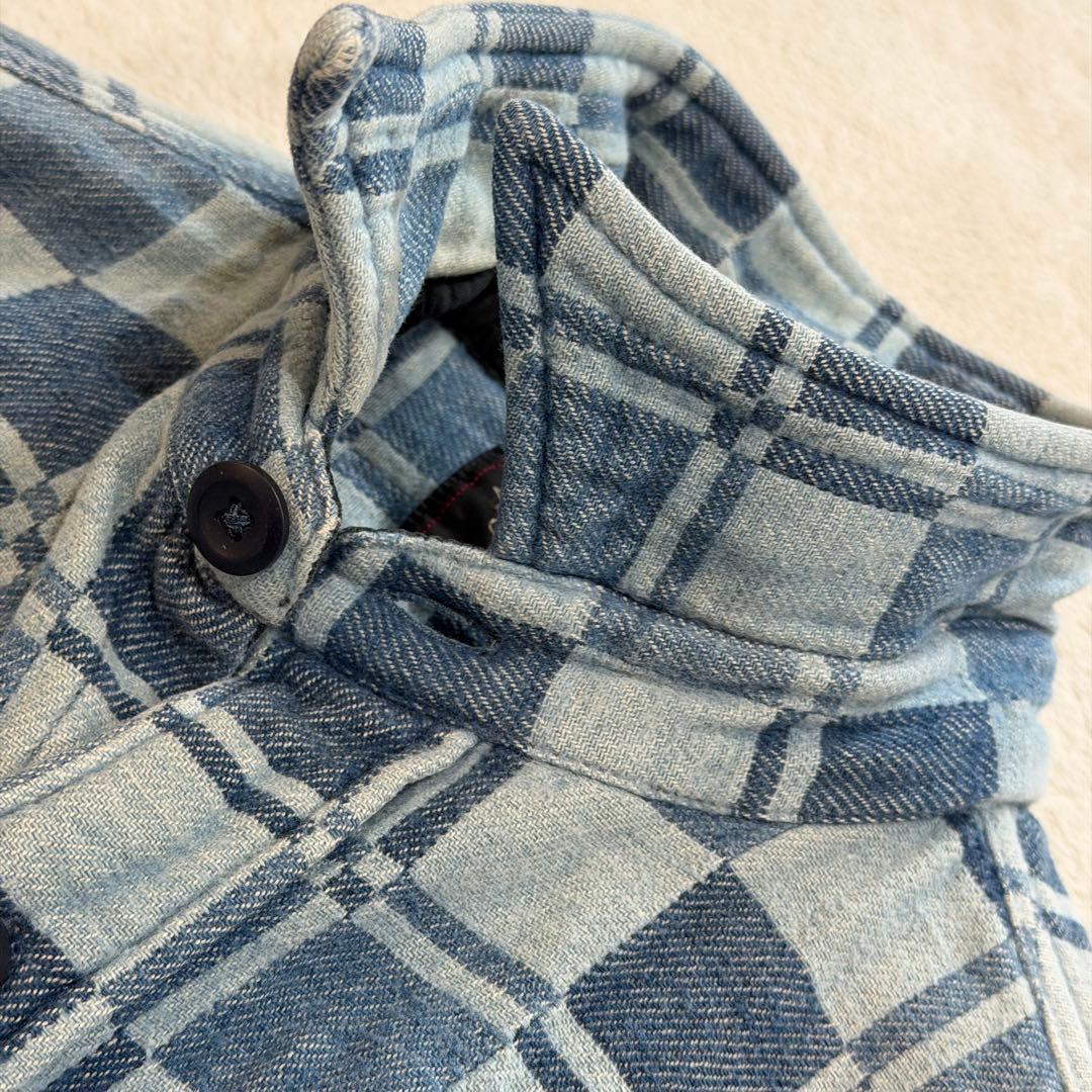 ダブルアールエル ラルフローレン 肉厚デニムシャツ チェック パッチ