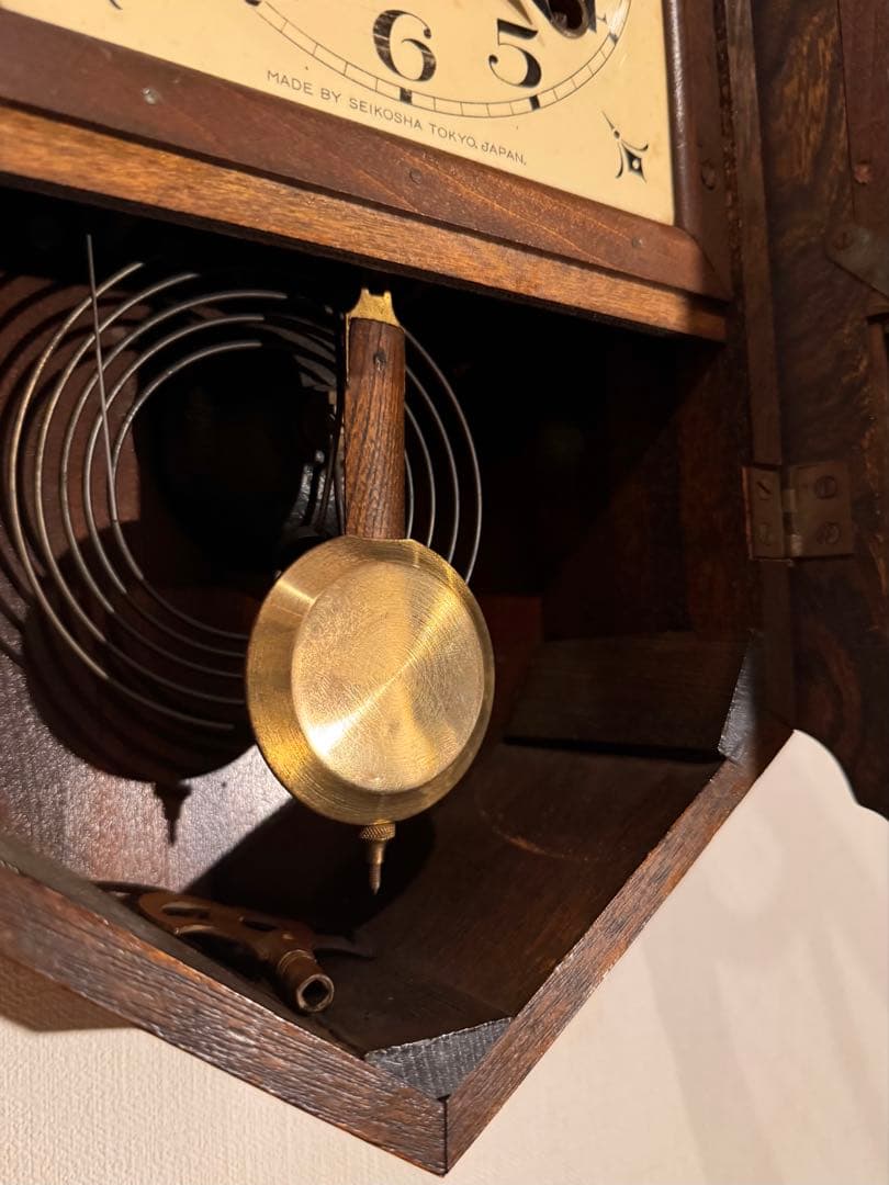 柱時計　完動品　美品　精工舎　スリゲル29號　昭和レトロ　ゼンマイ　ユンハンス