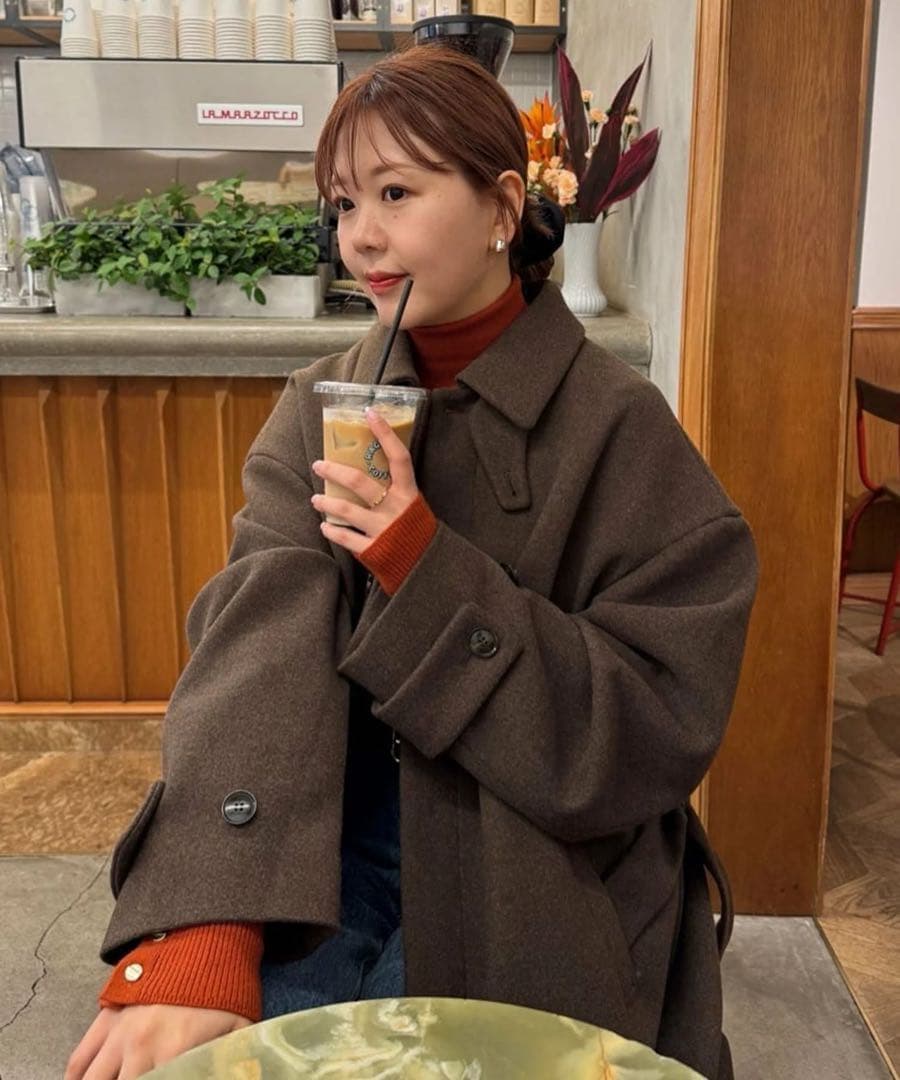 DISCOAT 中空糸ベルテッドロングコート